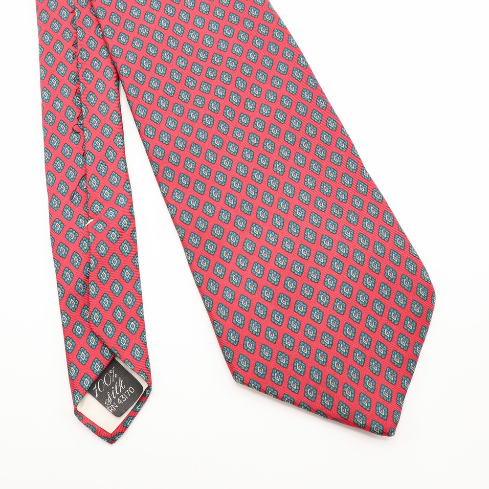 VTG Egon Von Furstenberg Tie Mens 100% Silk Geometric Medallion 3.75" Red USA